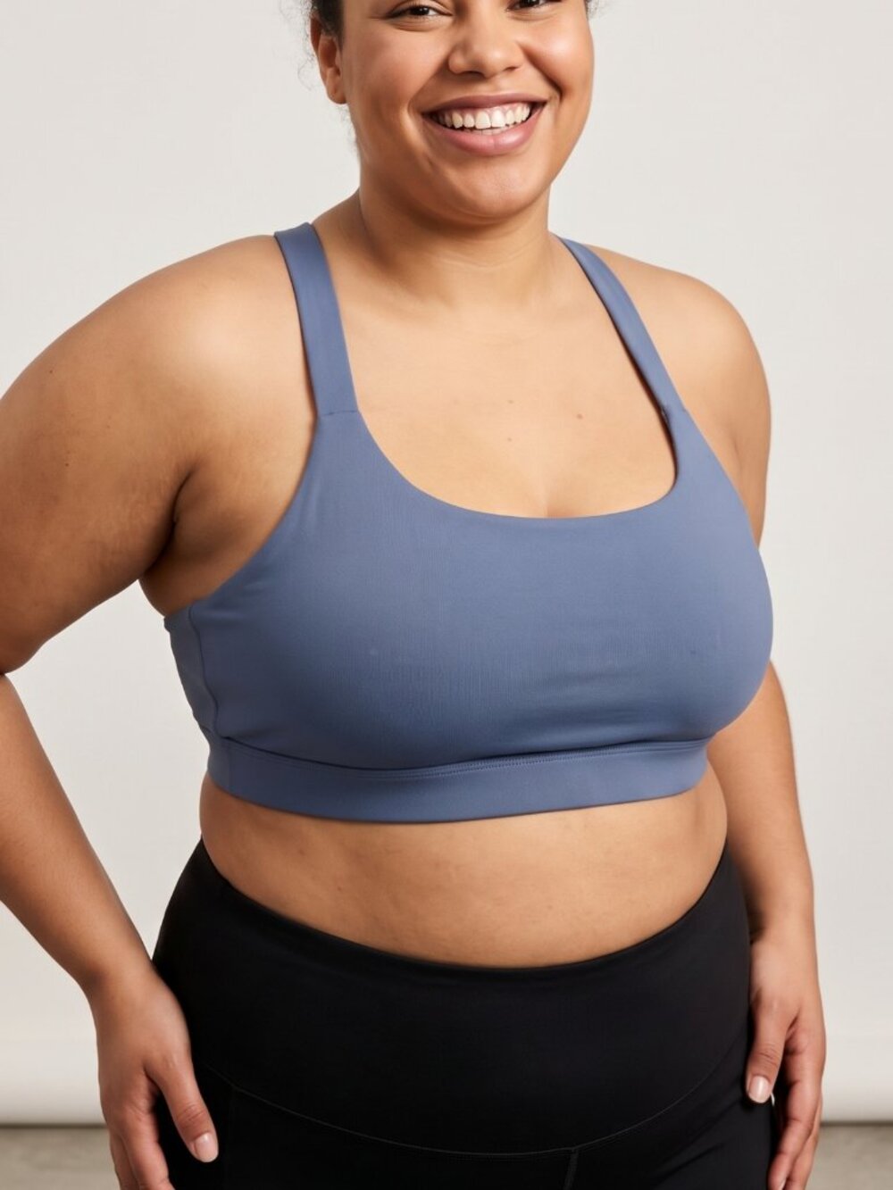 NWT Leapstride Blue Athletic Sports Bra Strappy Criss-Cross Back Large